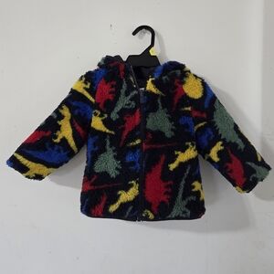Old Navy Blue Reversible Toddled Coat 18 24 M Dinosaur Print